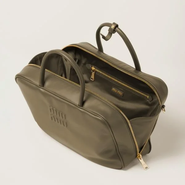 미우미우 가죽 스트랩 탑 핸들백 그린