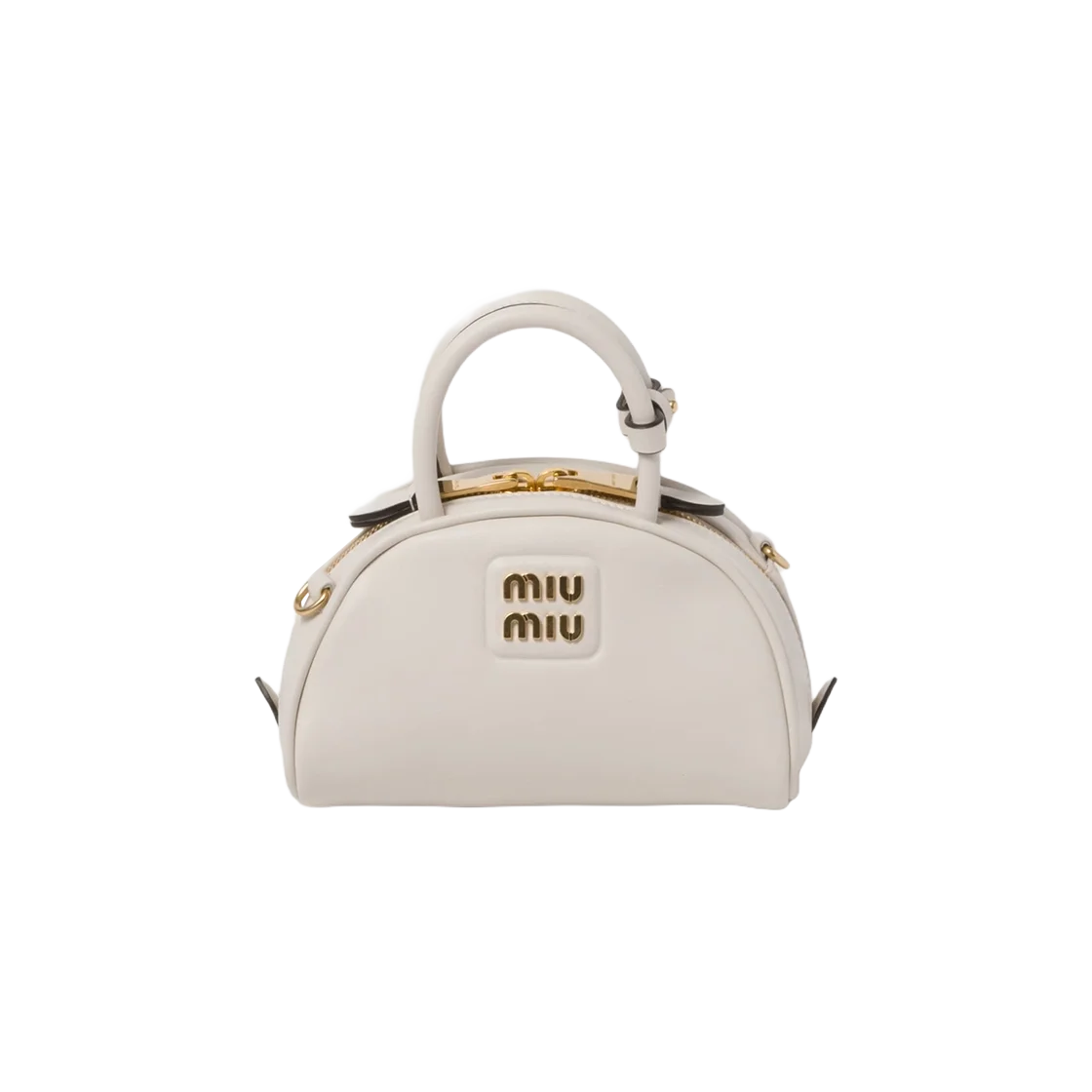 미우미우 가죽 탑 핸들 미니백 화이트