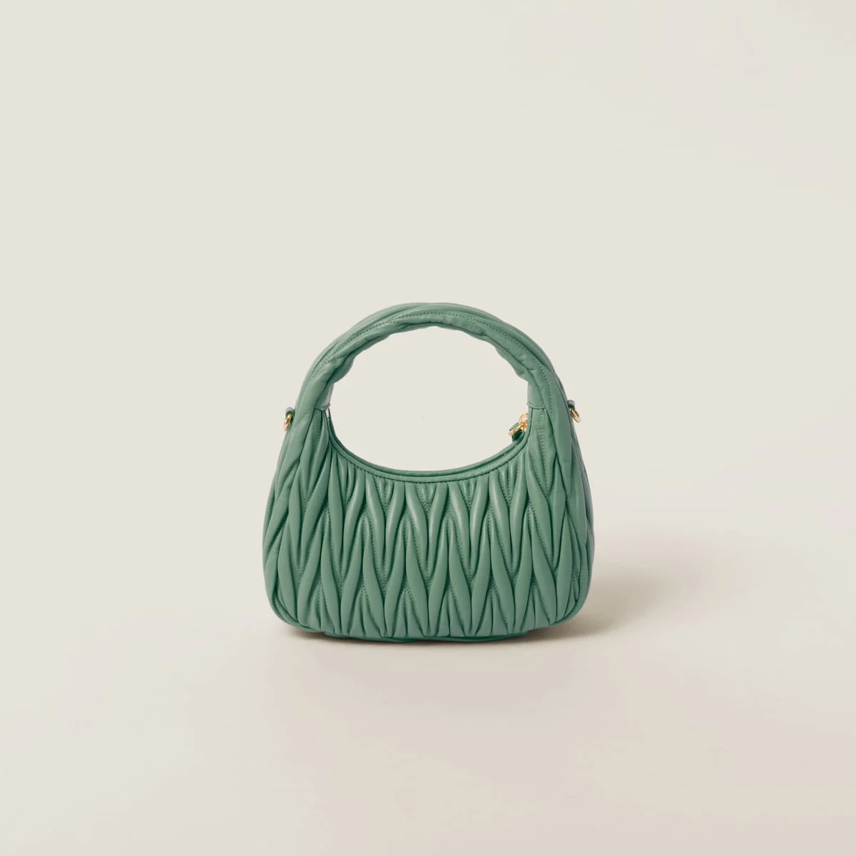 미우미우 스몰 완더 마테라쎄 나파 가죽 호보백 그린