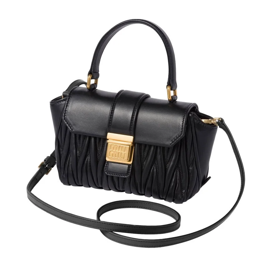 미우미우 마테라쎄 나파 가죽 미니백 블랙