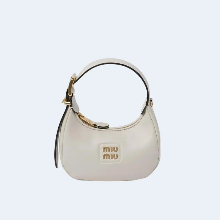 미우미우 가죽 미니 호보백 화이트
