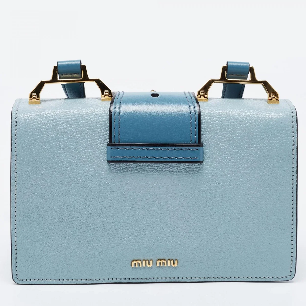 미우미우 크리스탈 버클 플랩 숄더백 블루