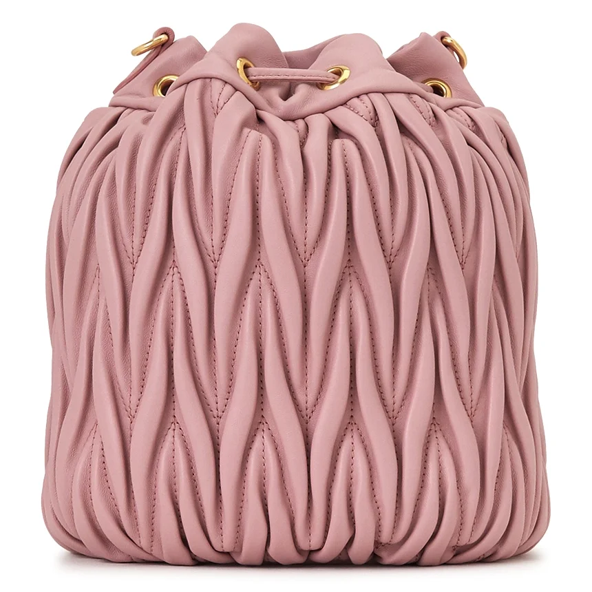 미우미우 마테라쎄 나파 가죽 버킷백 핑크