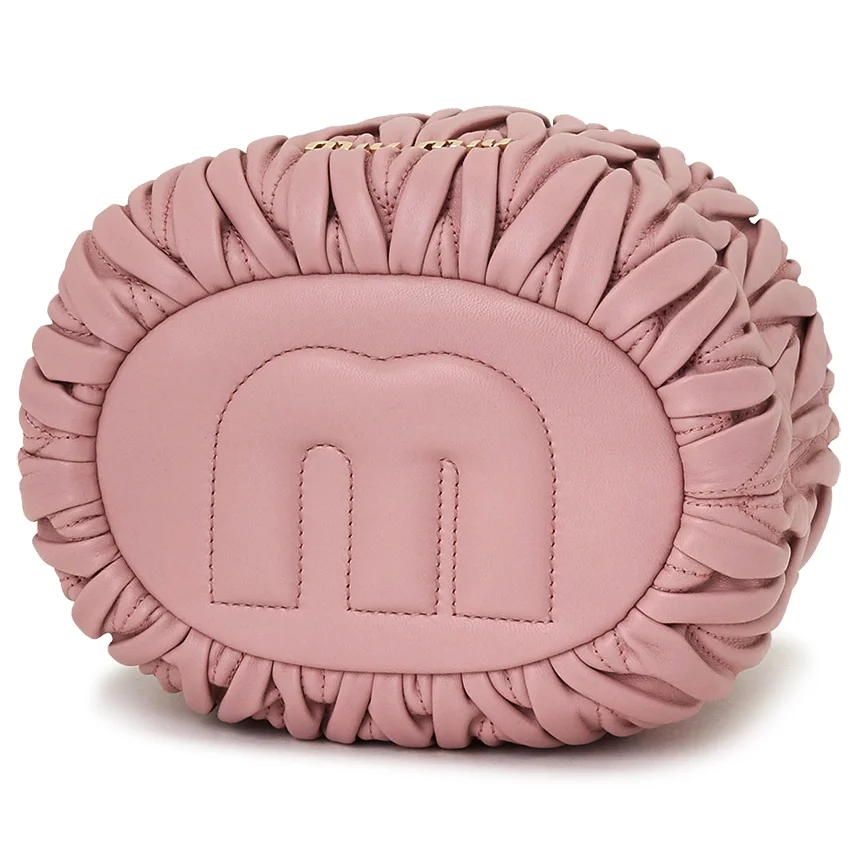 미우미우 마테라쎄 나파 가죽 버킷백 핑크