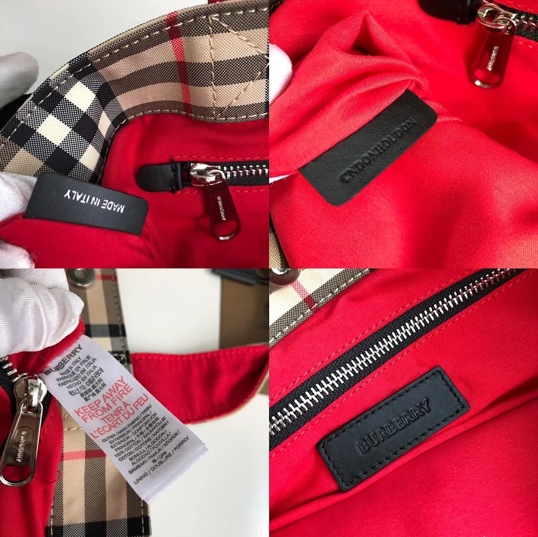 버버리 베이지 로고 아플리케 토트백