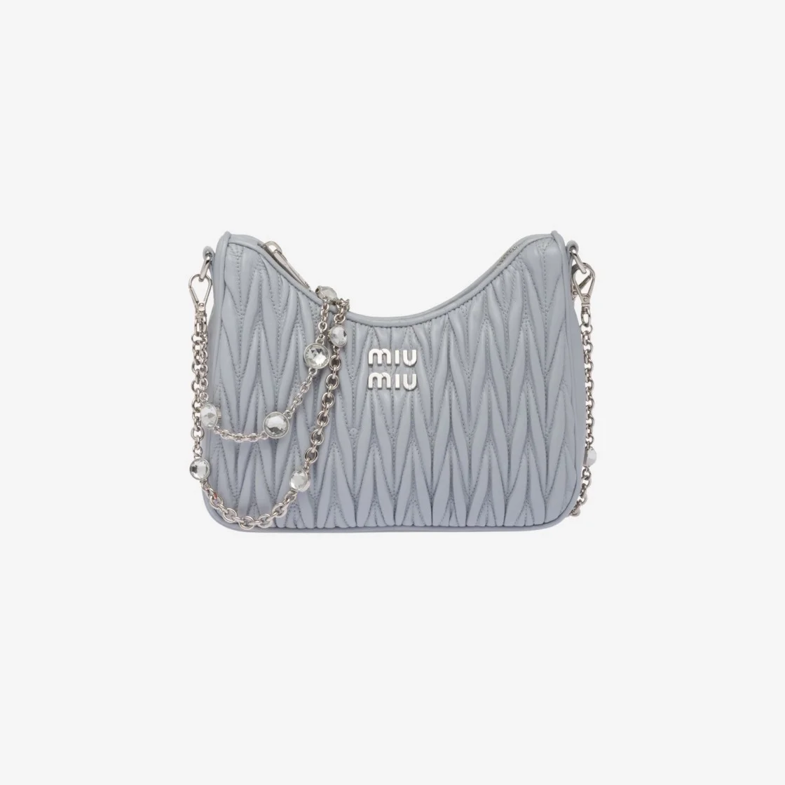 미우미우 마테라쎄 나파 가죽 숄더백 크리스탈 콘플라