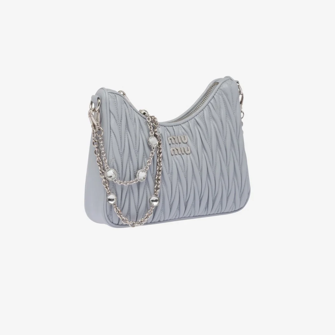 미우미우 마테라쎄 나파 가죽 숄더백 크리스탈 콘플라