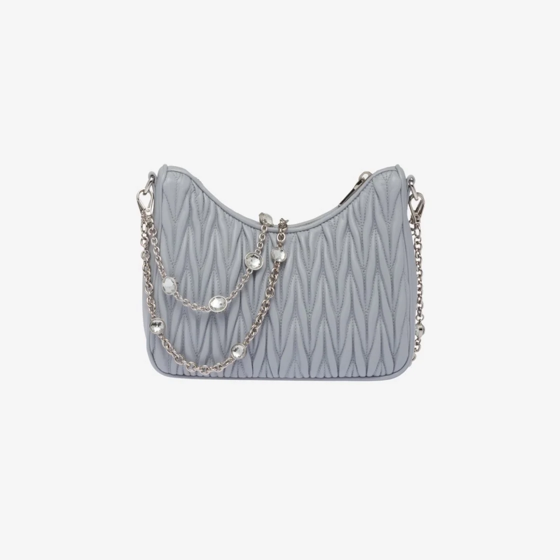 미우미우 마테라쎄 나파 가죽 숄더백 크리스탈 콘플라