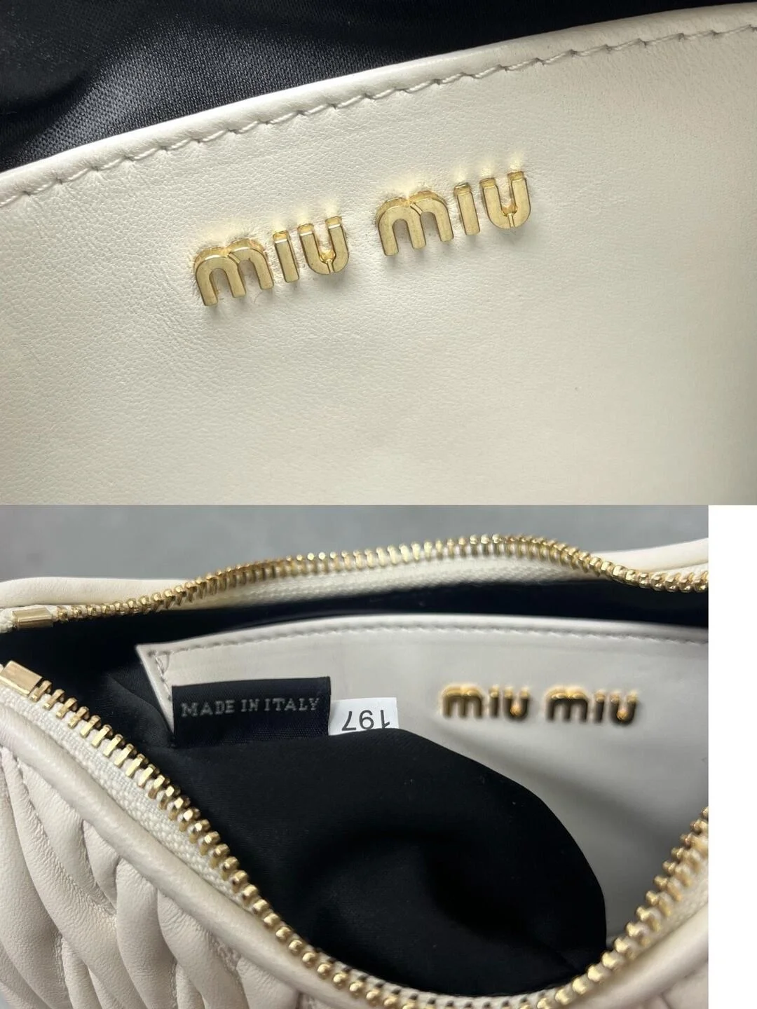 미우미우 마테라쎄 나파 가죽 숄더백 크리스탈 화이트