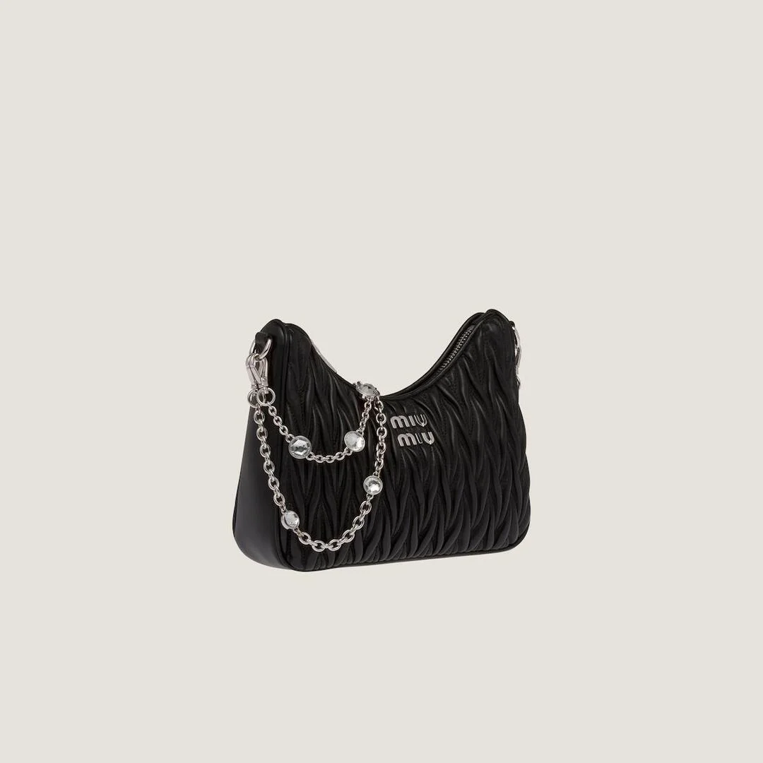 미우미우 마테라쎄 나파 가죽 숄더백 크리스탈 블랙
