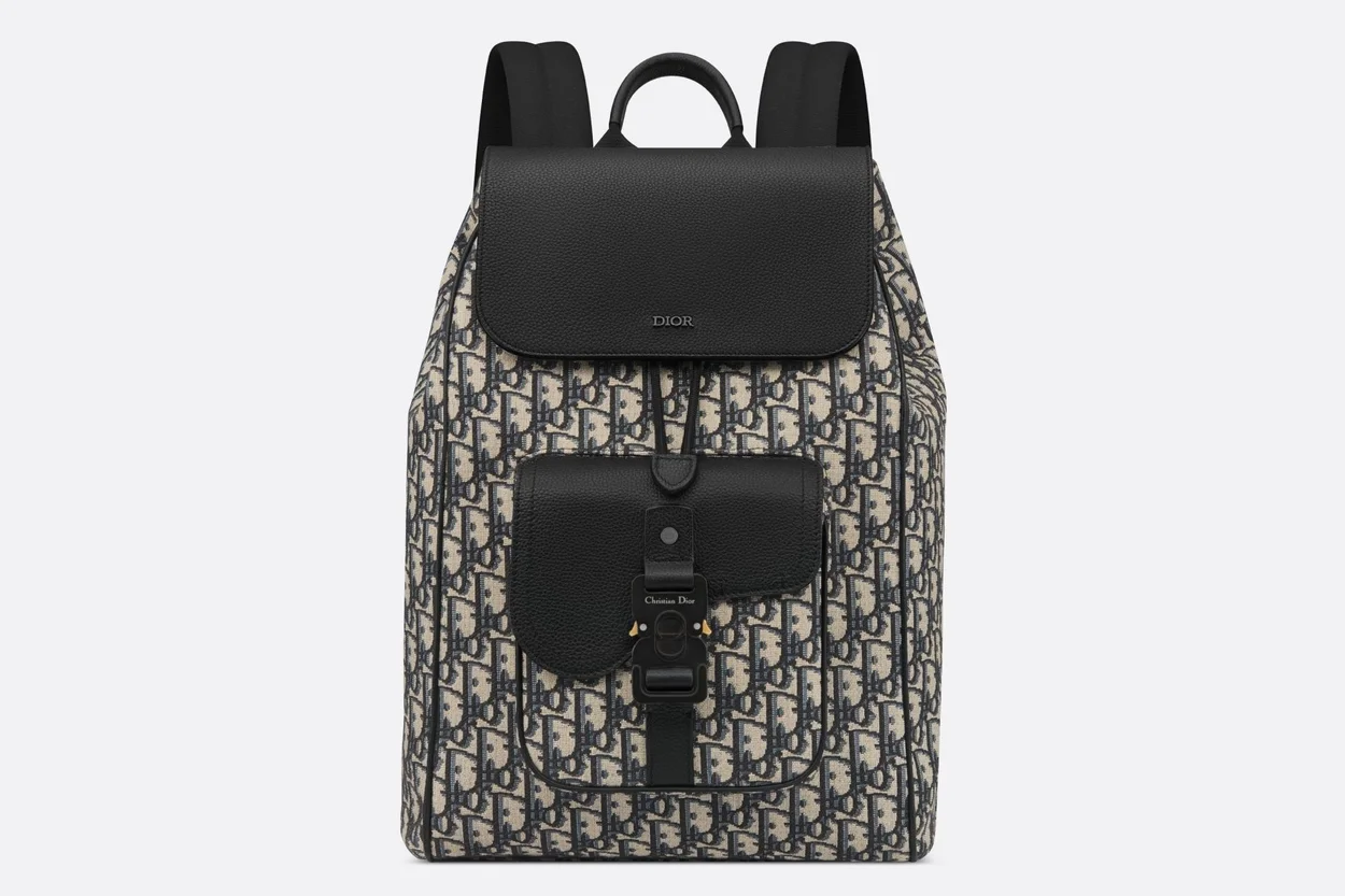 디올 saddle 베이지 블랙 오블리크 자카드 백팩