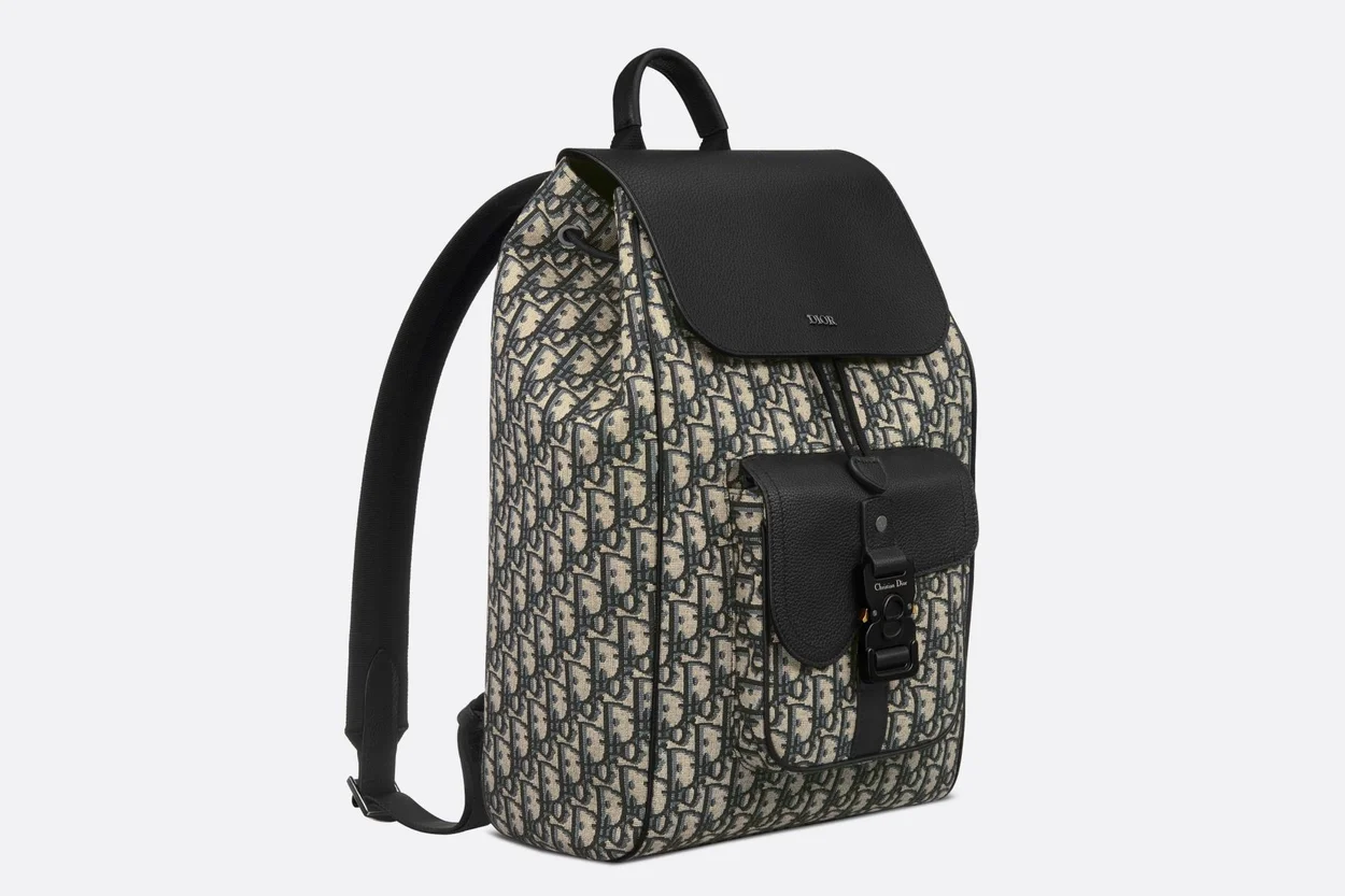 디올 saddle 베이지 블랙 오블리크 자카드 백팩