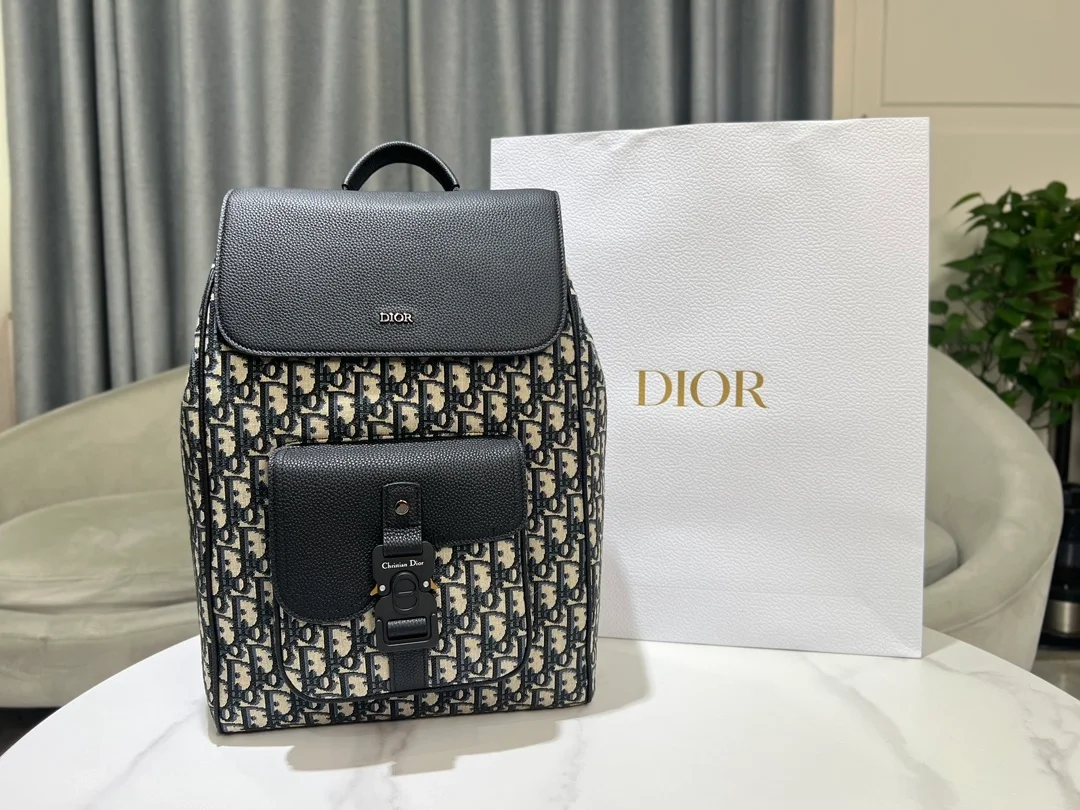 디올 saddle 베이지 블랙 오블리크 자카드 백팩