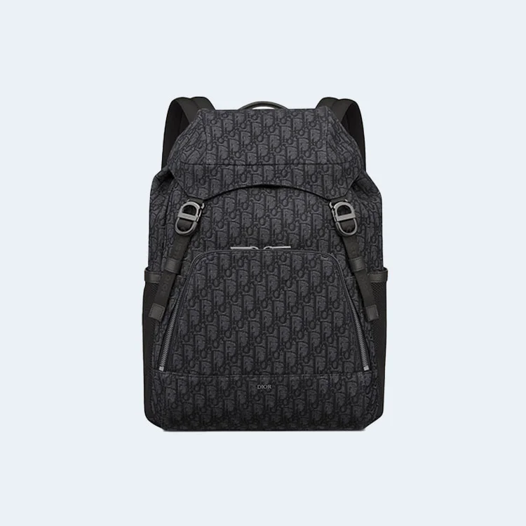 디올 Dior 8 플랩 블랙 오블리크 자카드 백팩