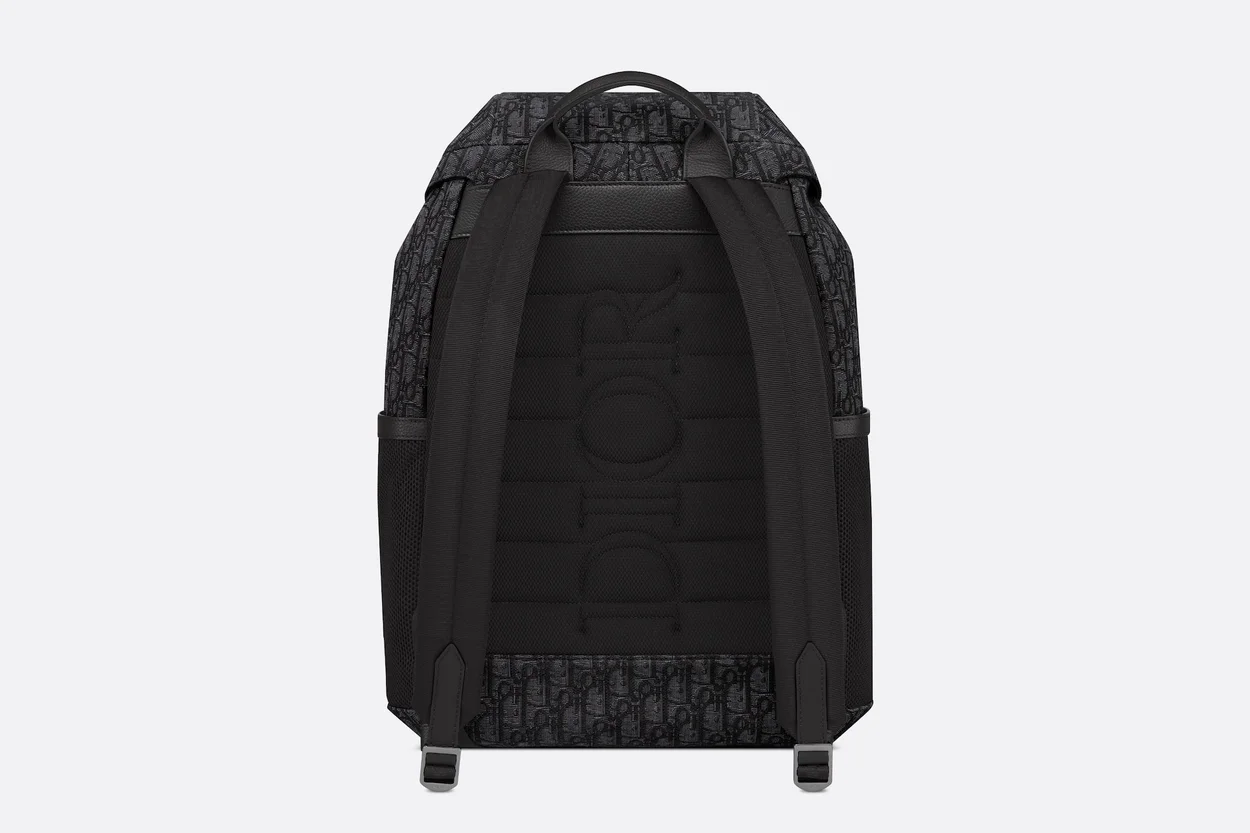 디올 Dior 8 플랩 블랙 오블리크 자카드 백팩