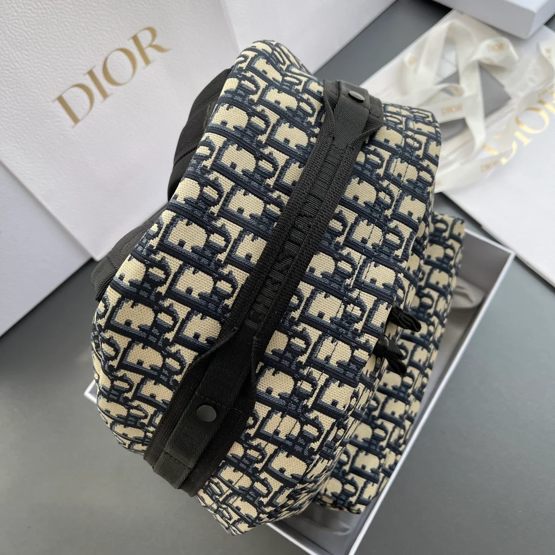 디올 오블리크 자카드 트래블 백팩 블루