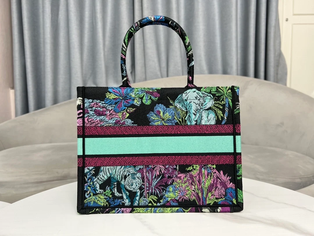 디올 멀티 컬러 북 토트 미디움 백 그린 앤 퍼플