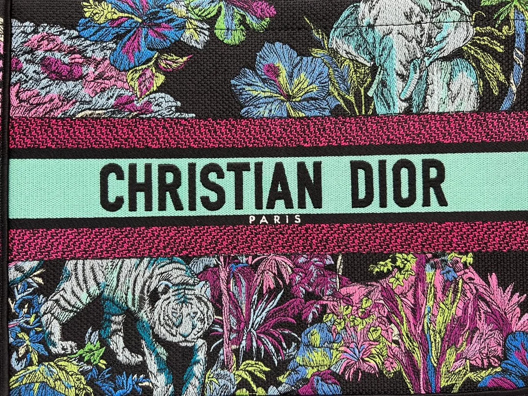 디올 멀티 컬러 북 토트 미디움 백 그린 앤 퍼플