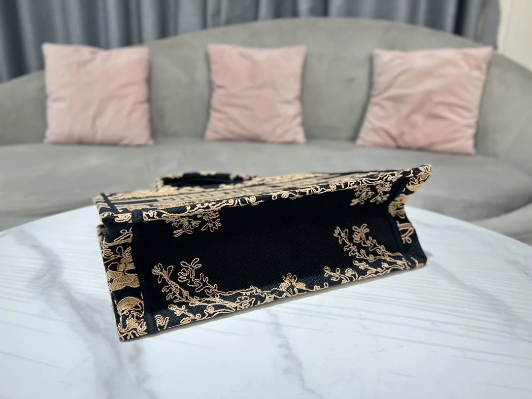 디올 쇼핑 멀티컬러 북 토트 미디움 백 블랙