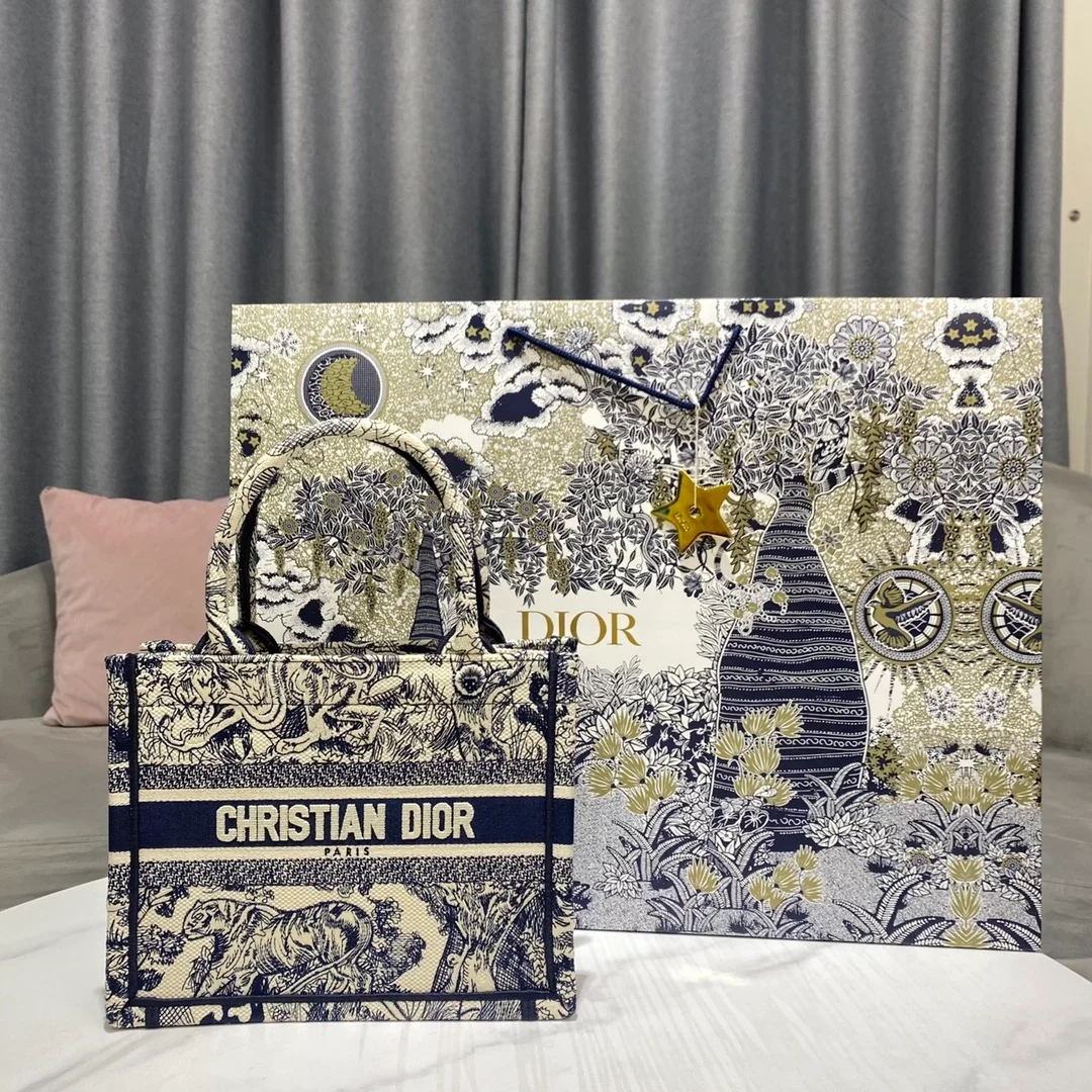 디올 북 토트 스몰 백 화이트 앤 네이비