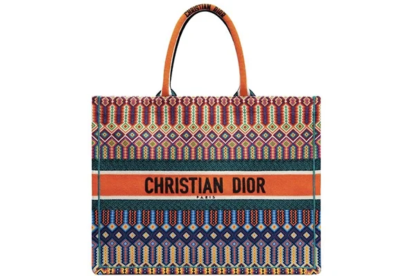 디올 캔버스 멀티 컬러 북 토트 라지백