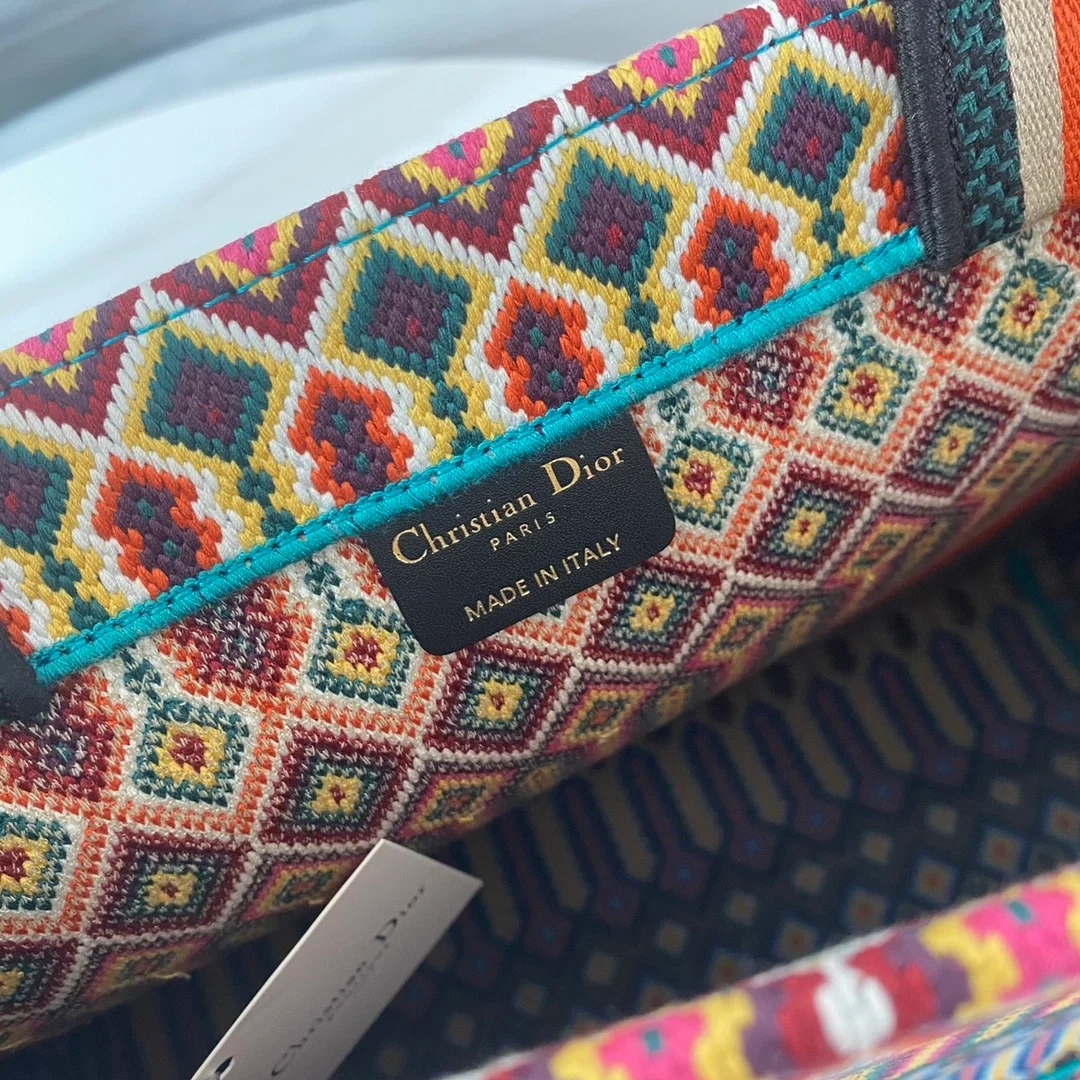 디올 캔버스 멀티 컬러 북 토트 라지백