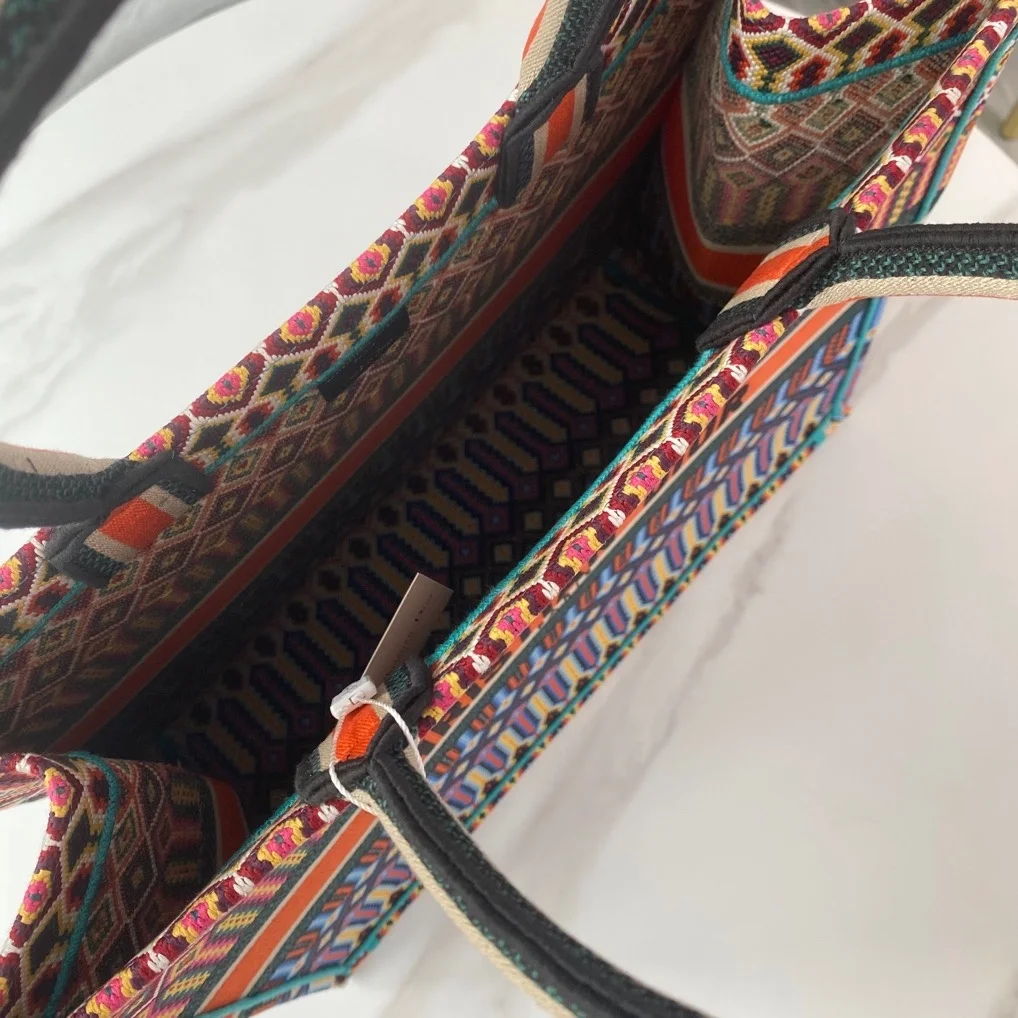 디올 캔버스 멀티 컬러 북 토트 라지백