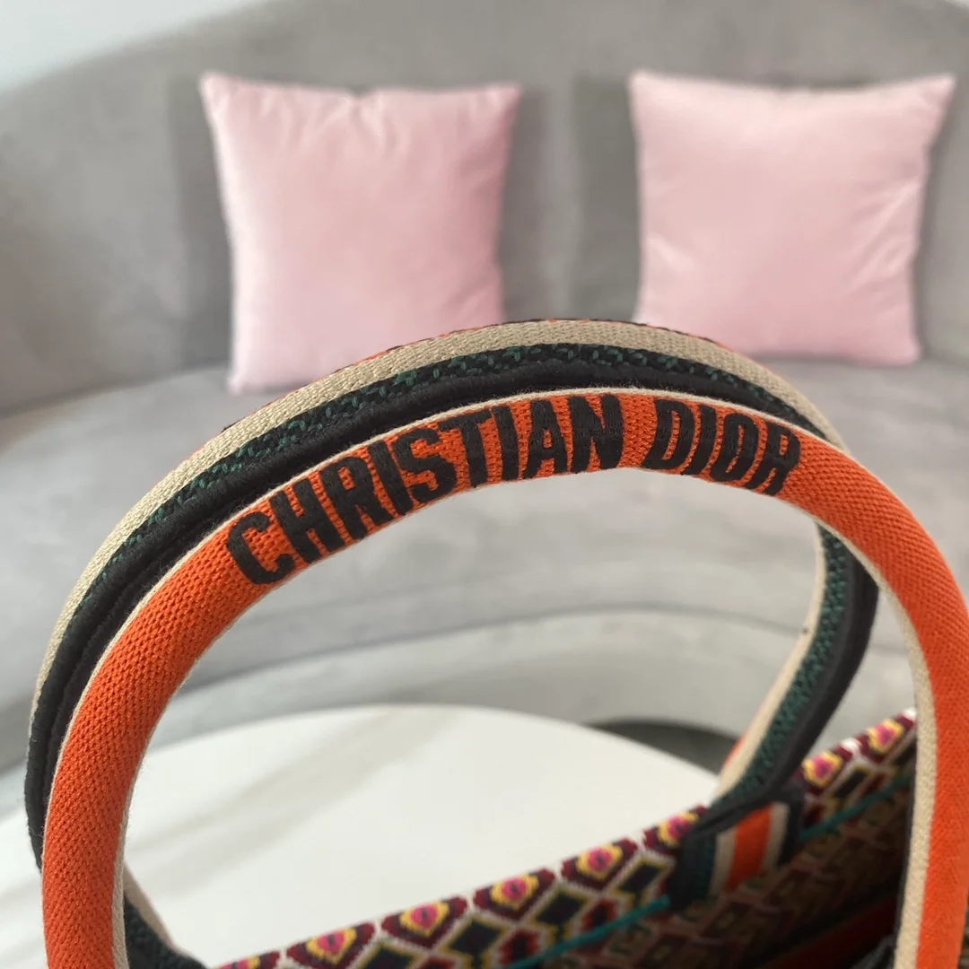 디올 캔버스 멀티 컬러 북 토트 라지백