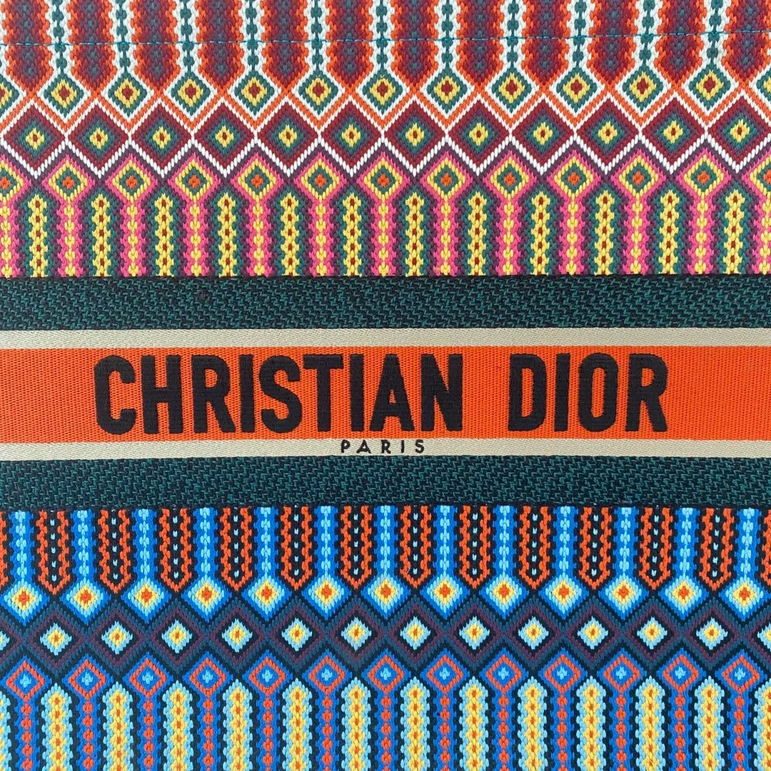 디올 캔버스 멀티 컬러 북 토트 라지백