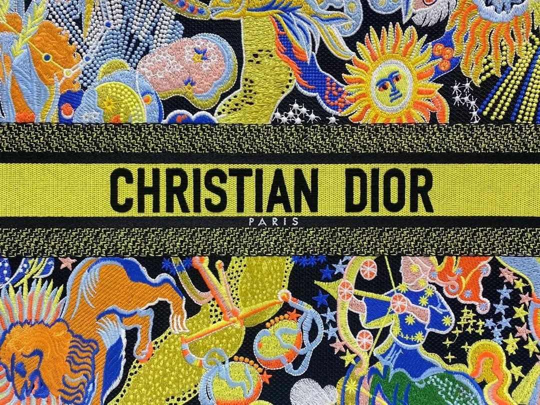 디올 블랙 멀티 컬러 북 토트 라지 백