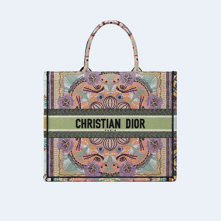 디올 멀티컬러 핑크 북 토트 라지 백
