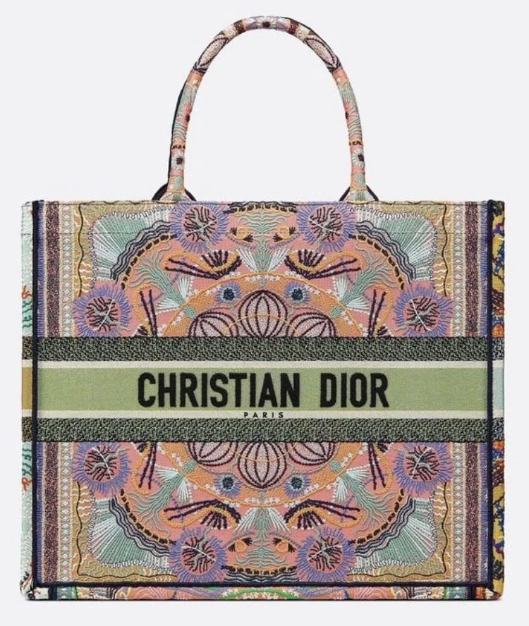 디올 멀티컬러 핑크 북 토트 라지 백