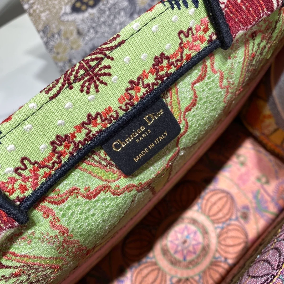 디올 멀티컬러 핑크 북 토트 라지 백