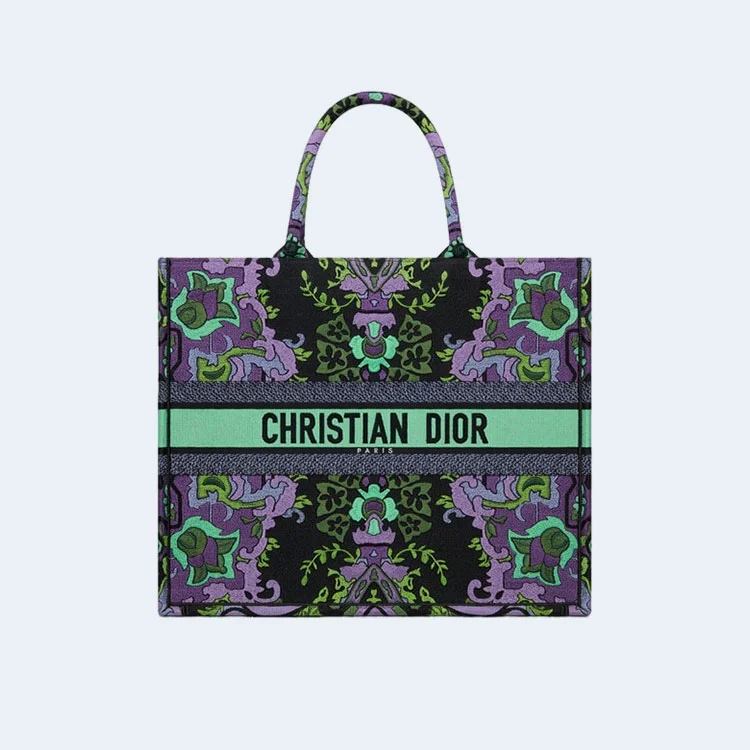 디올 인디언 퍼플 자수 북 토트 라지 백
