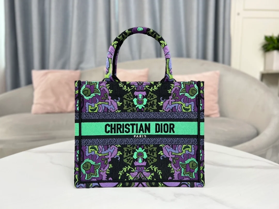 디올 인디언 퍼플 자수 북 토트 스몰 백
