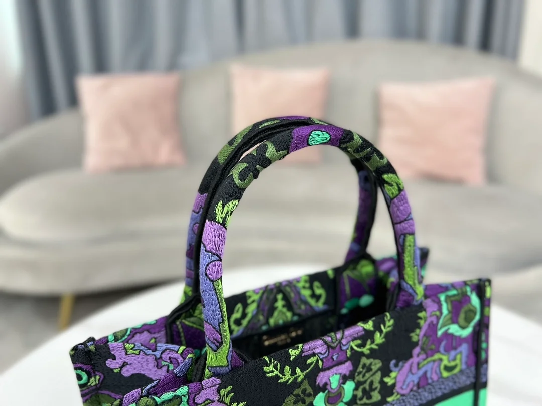 디올 인디언 퍼플 자수 북 토트 스몰 백