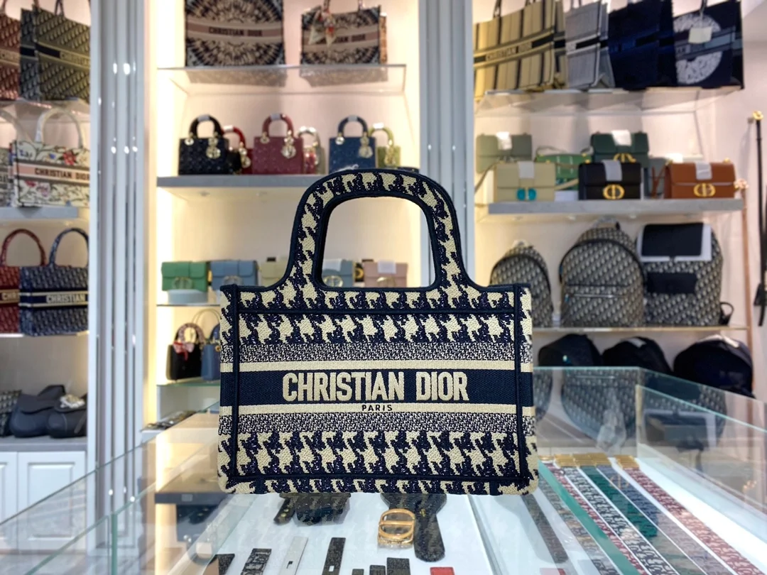 디올 하운즈투스 자수 북 토트 미니 백