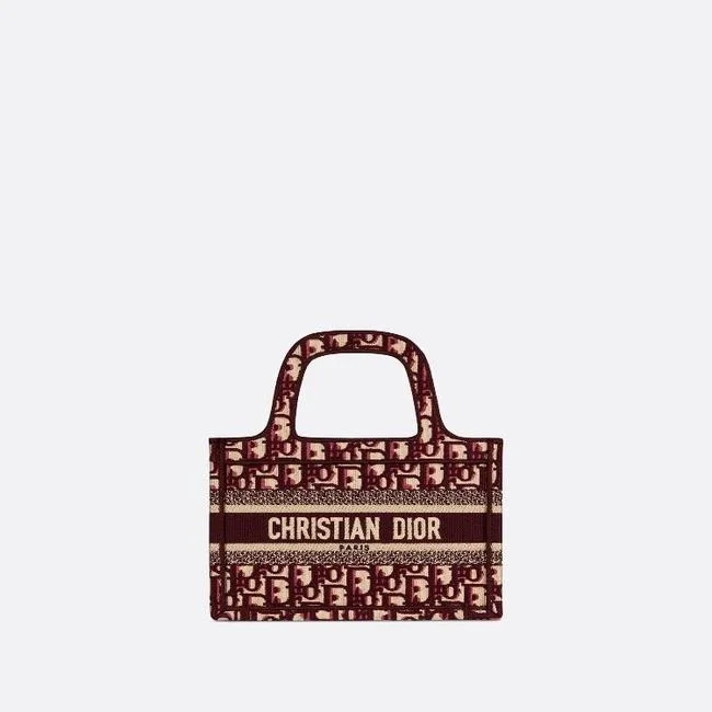 디올 북 토트 오블리크 미니 백 와인