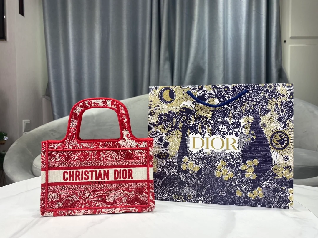 디올 북 토트 미니 백 레드