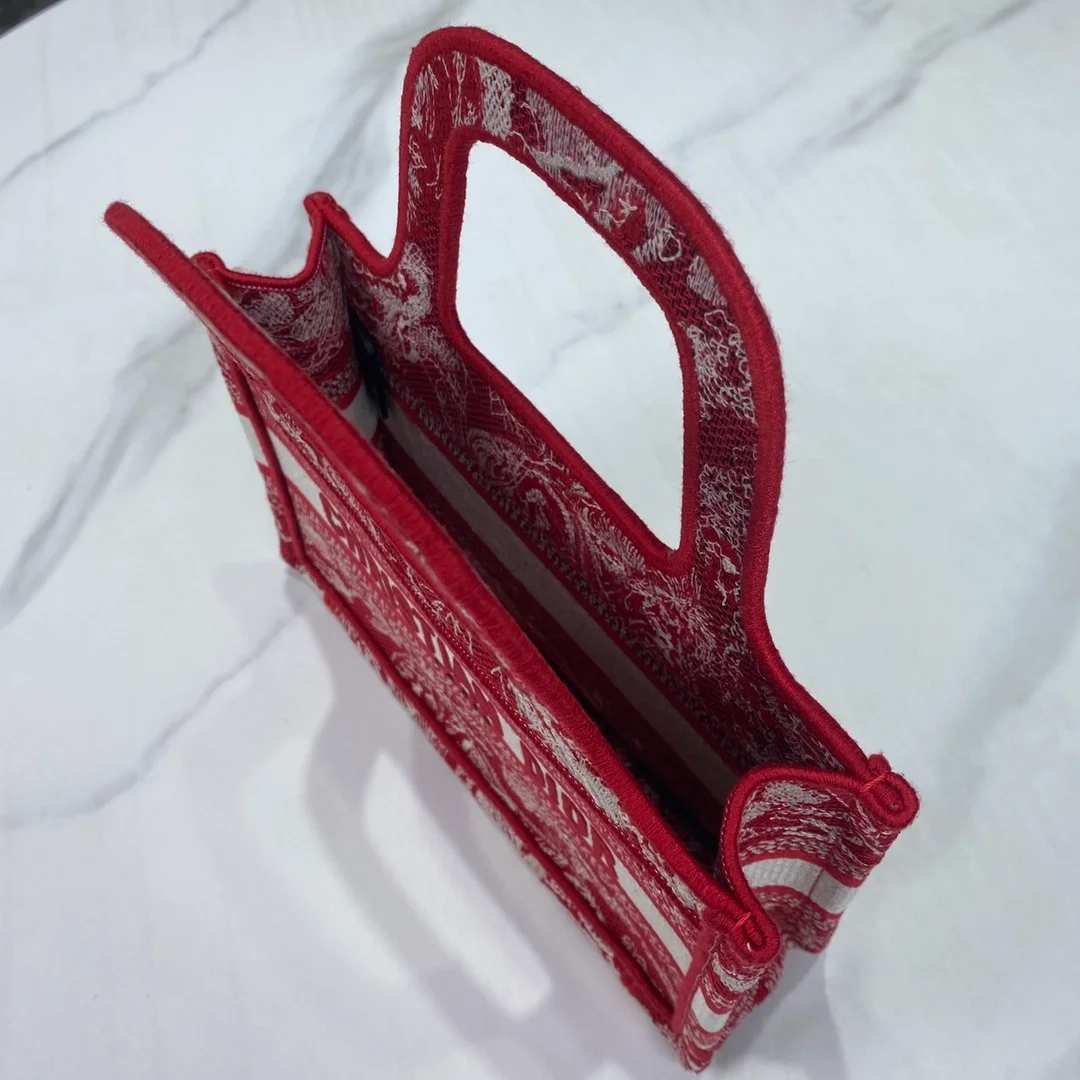 디올 북 토트 미니 백 레드