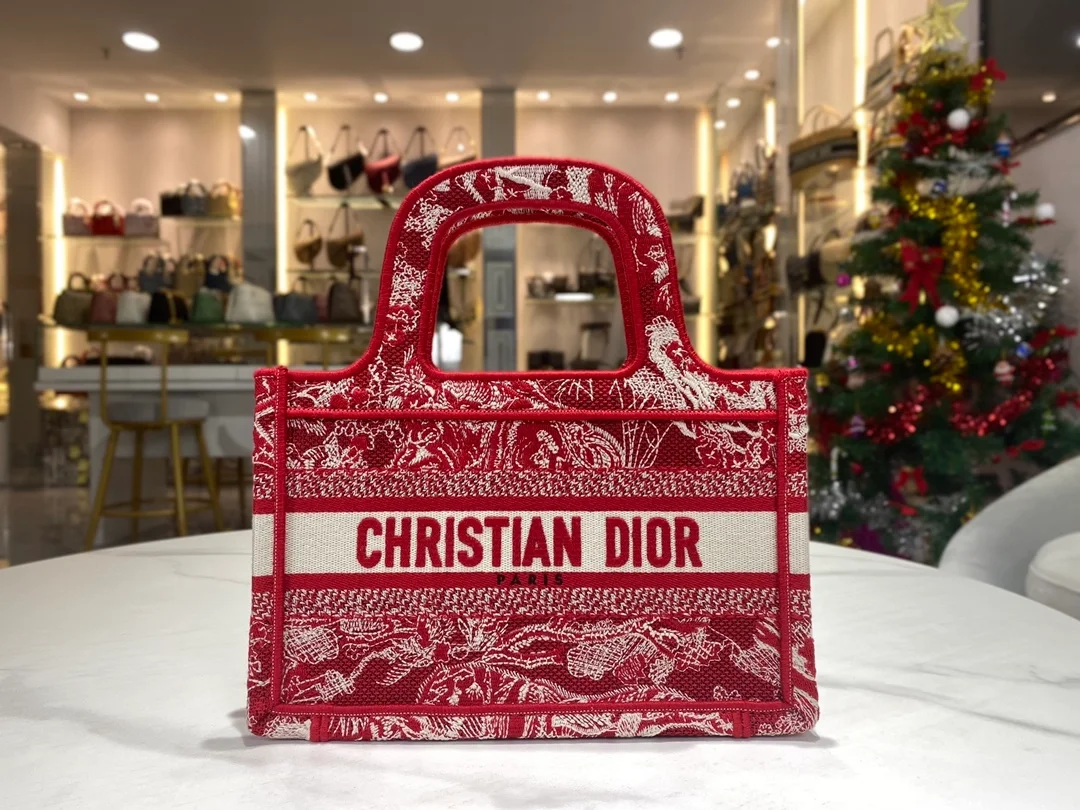 디올 북 토트 미니 백 레드