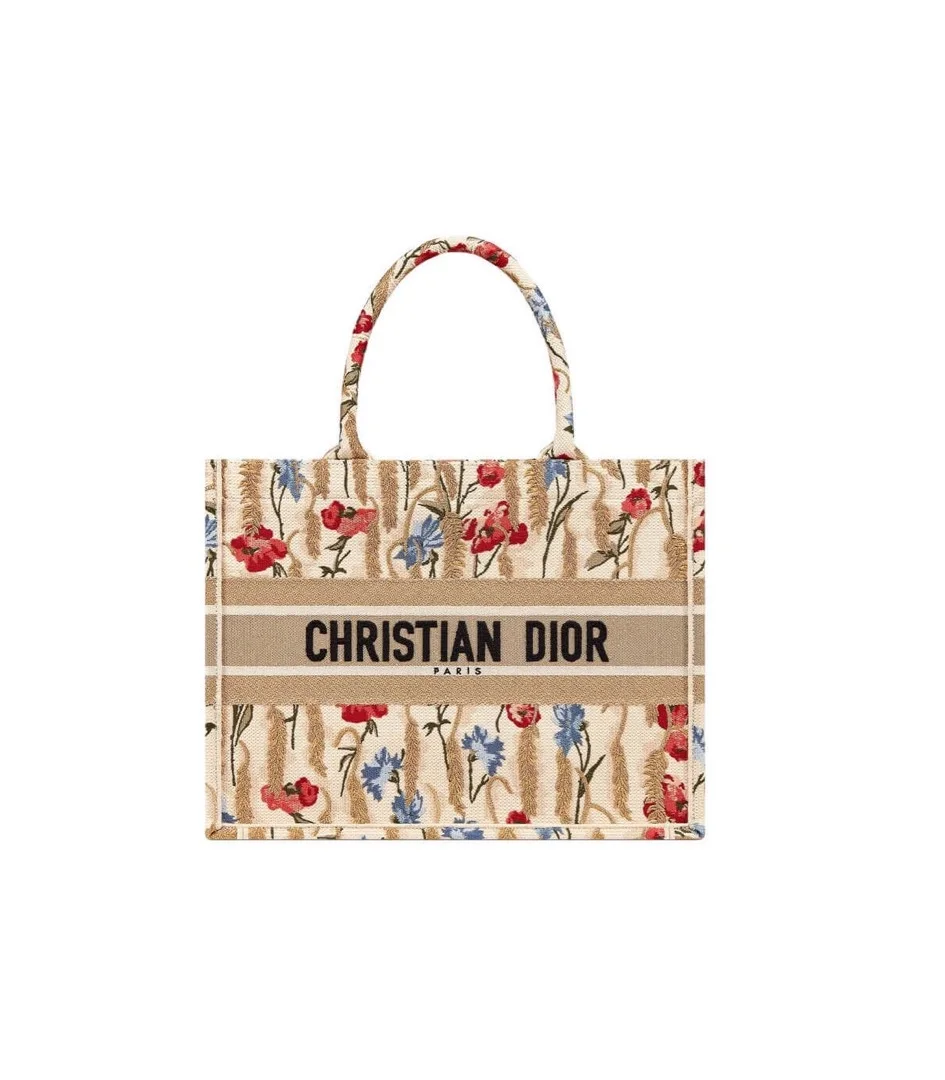 디올 플로라 자수 북 토트 미디움 백