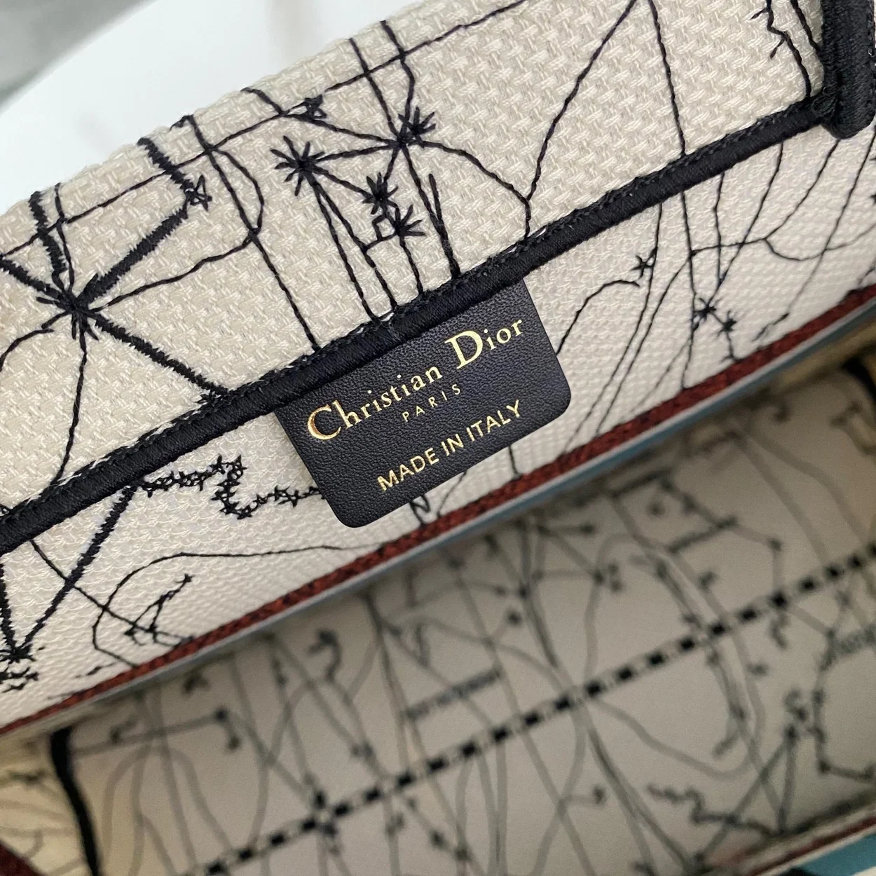 디올 멀티컬러 별자리 자수 북 토트 미디움 백