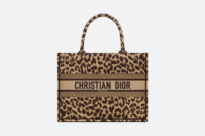 디올 레오파드 북 토트 미디움 백