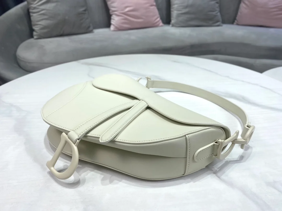 디올 매트 버클 새들 백 화이트