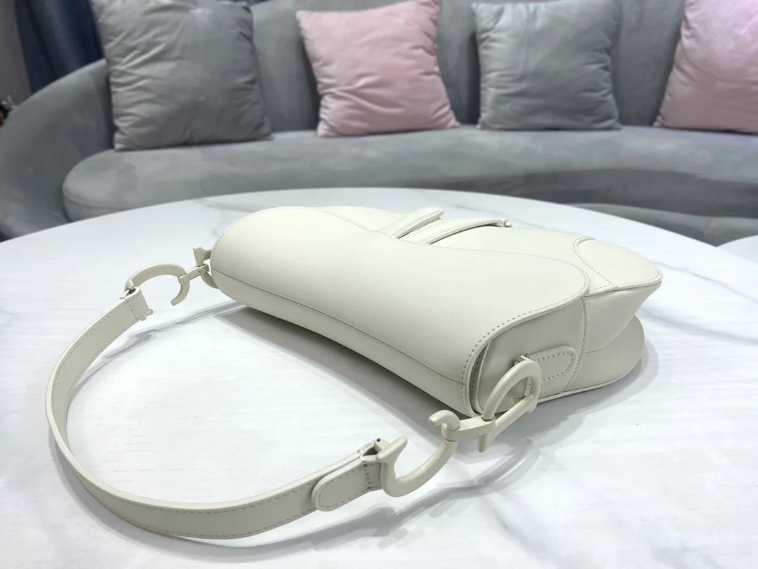 디올 매트 버클 새들 백 화이트