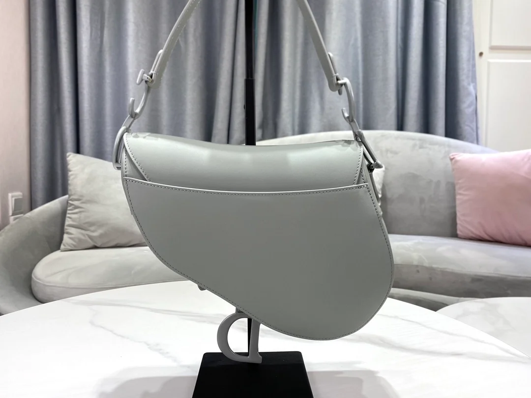 디올 매트 버클 새들 백 그레이