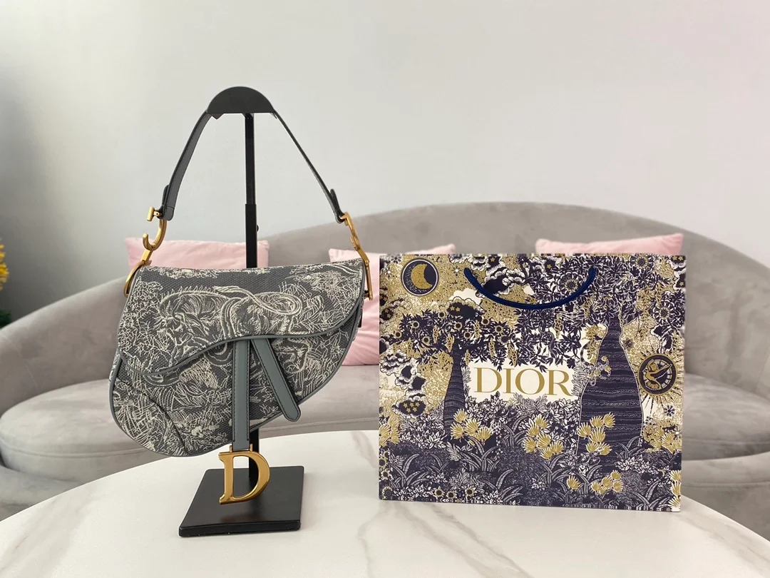 디올 레이디 새들 숄더 백 그레이