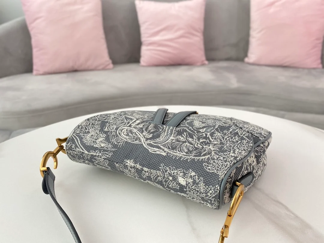 디올 레이디 새들 숄더 백 그레이