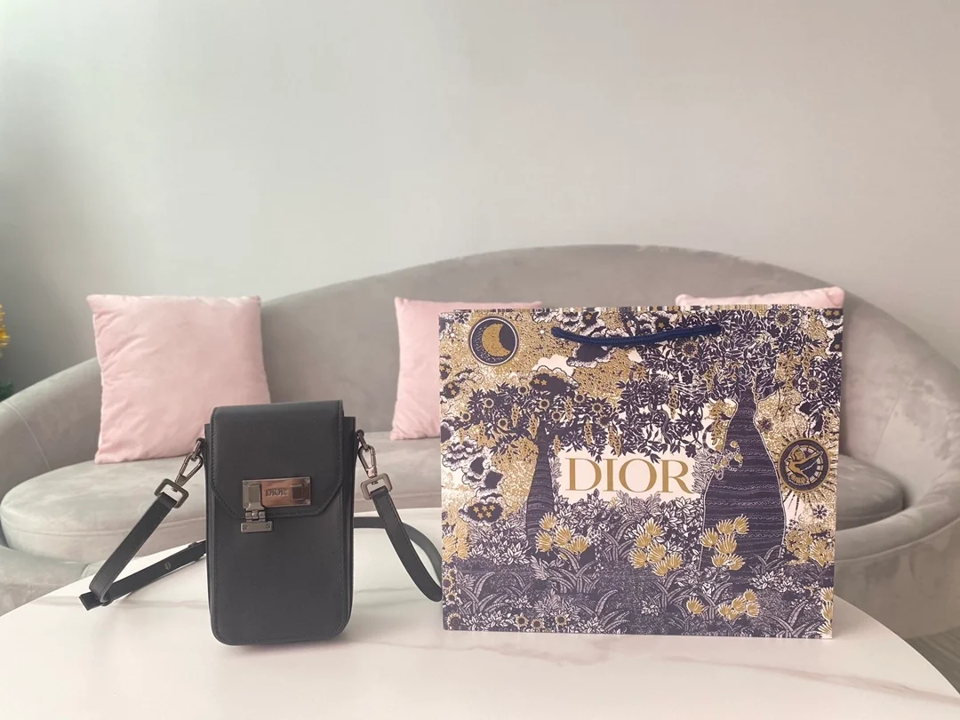 디올 버티컬 파우치 블랙